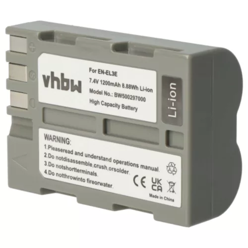 VHBW Battery instead of Nikon EN-EL3e - 1200 mAh 7.2 V Li-Ion