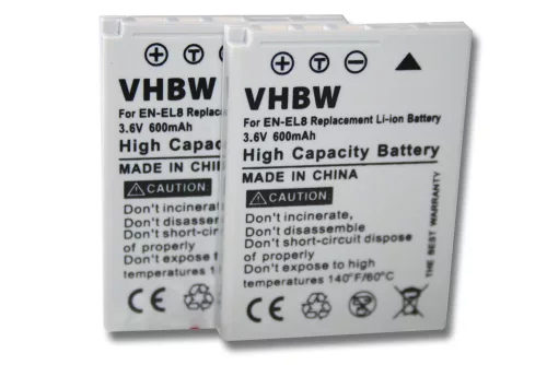 VHBW Battery for Nikon EN-EL8 - 600 mAh 3.6 V Li-Ion