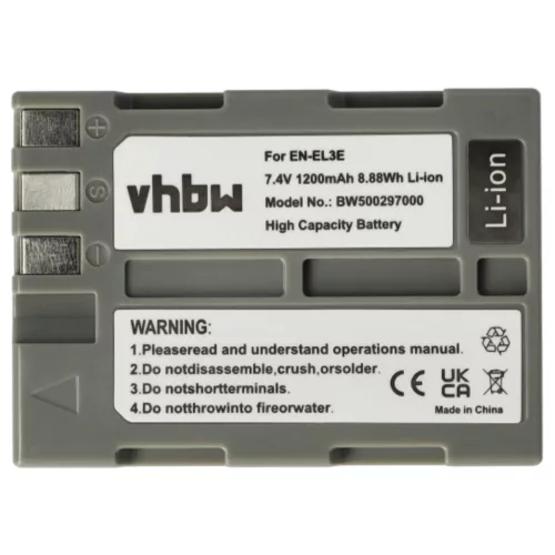 VHBW Battery for Nikon EN-EL3e - 1200 mAh 7.2 V Li-Ion