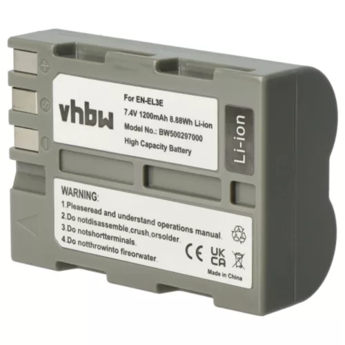 VHBW Battery for Nikon EN-EL3e - 1200 mAh 7.2 V Li-Ion