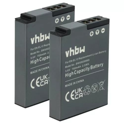 VHBW Camera Battery EN-EL12 - 700 mAh 3.6 V Li-Ion
