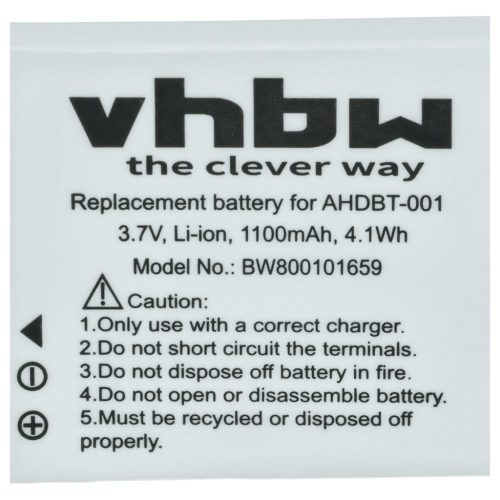VHBW Videokamera Akku ABPAK-001, AHDBT-001 - 1100 mAh 3,7 V Li-Ion