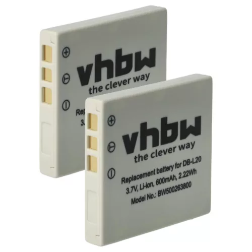 VHBW Videokamera Akku DB-L20, DB-L20A, DB-L20AEX - 600 mAh 3,7 V Li-Ion
