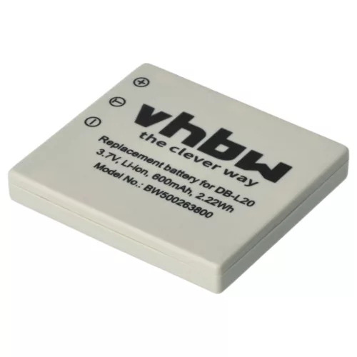VHBW Videokamera Akku DB-L20, DB-L20A, DB-L20AEX - 600 mAh 3,7 V Li-Ion