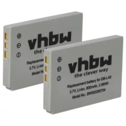   VHBW Video Camera Battery DB-L40AU, DB-L40 - 800 mAh 3.7 V Li-Ion