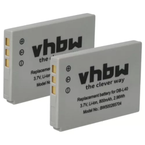 VHBW Video Camera Battery DB-L40AU, DB-L40 - 800 mAh 3.7 V Li-Ion