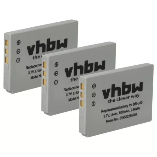 VHBW Video Camera Battery DB-L40AU, DB-L40 - 800 mAh 3.7 V Li-Ion