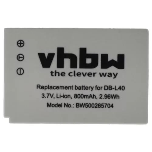 VHBW Video Camera Battery DB-L40AU, DB-L40 - 800 mAh 3.7 V Li-Ion