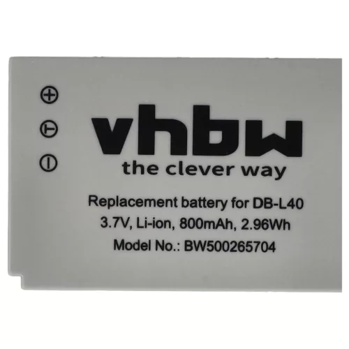 VHBW Video Camera Battery DB-L40AU, DB-L40 - 800 mAh 3.7 V Li-Ion