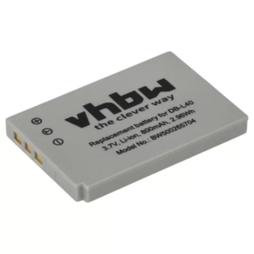 VHBW Video Camera Battery DB-L40AU, DB-L40 - 800 mAh 3.7 V Li-Ion