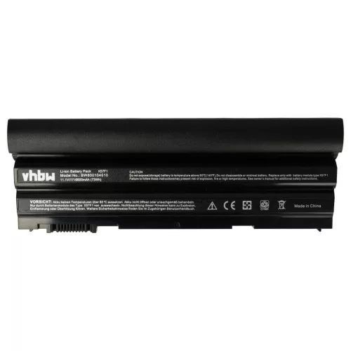 VHBW Notebook Battery Dell 2P2MJ, 04NW9, 0DTG0V, 05G67C, 312-1163 - 6600 mAh 11.1 V Li-Ion, black