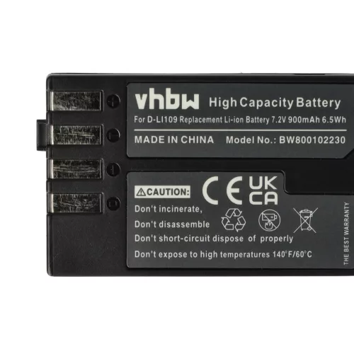 VHBW Battery instead of Pentax D-Li109 - 900 mAh 7.2 V Li-Ion
