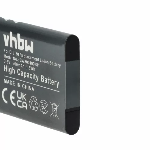 VHBW Battery Panasonic VW-VBX070E, VW-VBX070 - 500 mAh 3.6 V Li-Ion