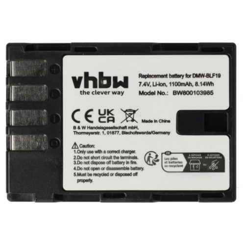 VHBW Kamera Akku DMW-BLF19E, DMW-BLF19 - 1100 mAh 7,2 V Li-Ion