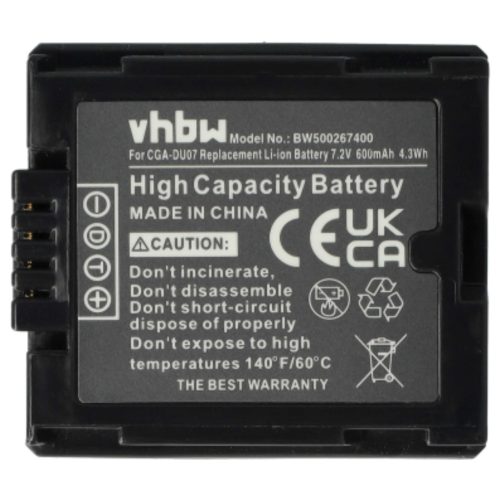 VHBW Camcorder Battery DZ-BP07s, DZ-BP14s, DZ-BP21s - 600 mAh 7.2 V Li-Ion