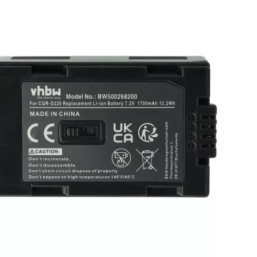 VHBW Video Camera Battery BP-9, BP-8, BP-10 - 1700 mAh 7.2 V Li-Ion
