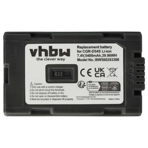 VHBW Video Camera Battery Hitachi DZ-BP28, DZ-BP16 - 5400 mAh 7.4 V Li-Ion