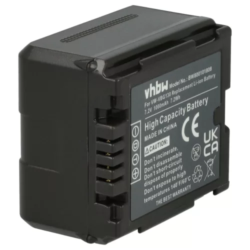 VHBW Video Camera Battery VW-VBG070, VW-VBG130, VW-VBG260 - 1000 mAh 7.2 V Li-Ion