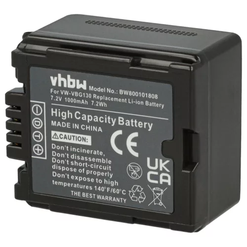 VHBW Video Camera Battery VW-VBG070, VW-VBG130, VW-VBG260 - 1000 mAh 7.2 V Li-Ion