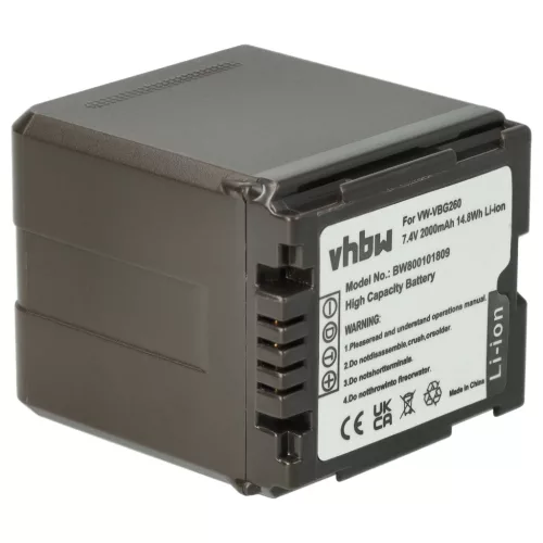 VHBW Videokamera Akku VW-VBG260 - 2000 mAh 7,2 V Li-Ion