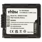 VHBW Videokamera Akkumulátor VW-VBG260 - 2000 mAh 7,2 V Li-Ion
