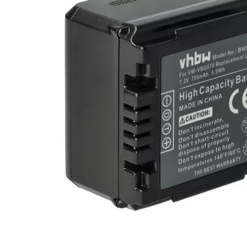 VHBW Video Camera Battery VW-VBG070, DMW-BLA13E, DMW-BLA13, VW-VBG130 - 700 mAh 7.2 V Li-Ion