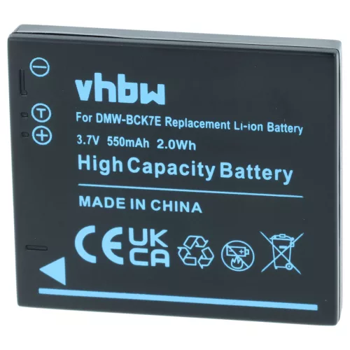 VHBW Battery Panasonic NCA-YN101G, NCA-YN101F, DMW-BCK7PP, DMW-BCK7E, DMW-BCK7 - 550 mAh 3.7 V Li-Ion