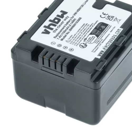 VHBW Videokamera Akku VW-VBN130E-K, VW-VBN130E, VW-VBN130 - 1100 mAh 7,2 V Li-Ion