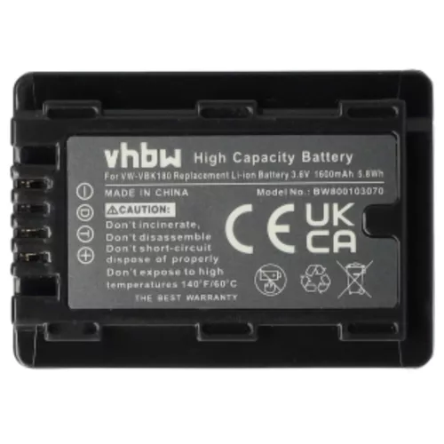 VHBW Video Camera Battery VW-VBK180, VW-VBK360, VW-VBK180-K - 1600 mAh 3.6 V Li-Ion