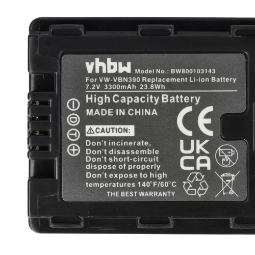 VHBW Video Camera Battery VW-VBN260E-K, VW-VBN260E, VW-VBN260 - 3300 mAh 7.2 V Li-Ion