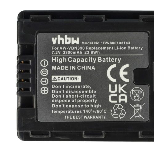 VHBW Video Camera Battery VW-VBN260E-K, VW-VBN260E, VW-VBN260 - 3300 mAh 7.2 V Li-Ion