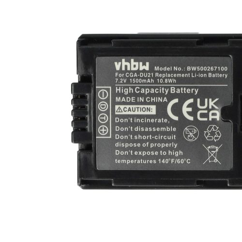 VHBW Camcorder Battery DZ-BP07s, DZ-BP21, DZ-BP14s - 1500 mAh 7.2 V Li-Ion