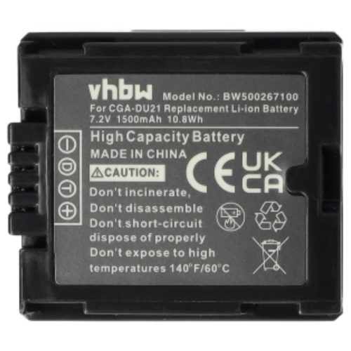 VHBW Camcorder Battery DZ-BP07s, DZ-BP21, DZ-BP14s - 1500 mAh 7.2 V Li-Ion