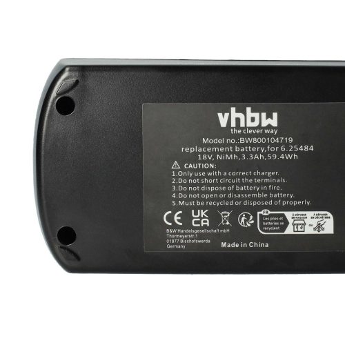 VHBW Elektrowerkzeug Akku Metabo 6.25484 - 3300 mAh, 18 V, NiMH
