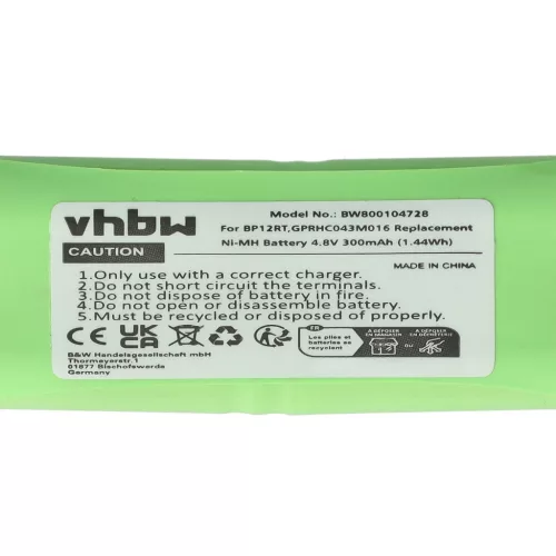 VHBW Dog Trainer Battery Dogtra GPRHC043M016, BP12RT - 300 mAh 4.8 V NiMH