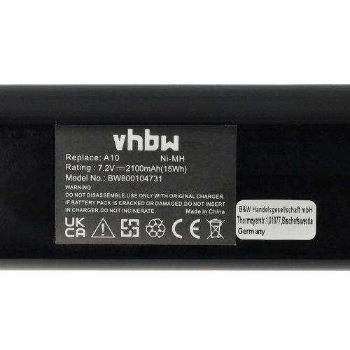 VHBW Electric Hand Tool Battery for AEG P7.2 and A10 Tools - 7.2V, NiMH, 2100 mAh