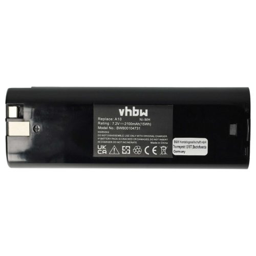 VHBW Electric Hand Tool Battery for AEG P7.2 and A10 Tools - 7.2V, NiMH, 2100 mAh