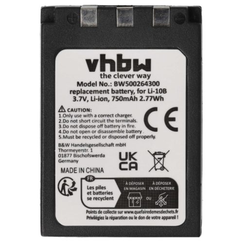 VHBW Akku Olympus Li-12B, Li-10B - 750 mAh 3,7 V Li-Ion