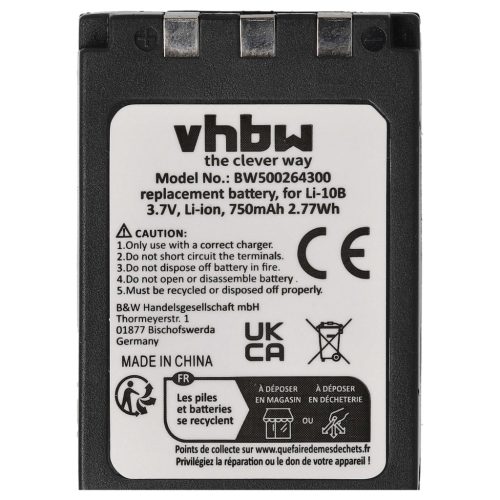 VHBW Akku Olympus Li-12B, Li-10B - 750 mAh 3,7 V Li-Ion