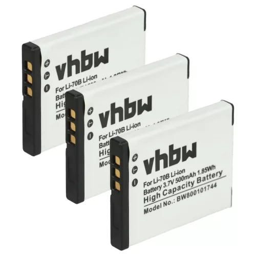 VHBW Battery Olympus Li-70B replacement - 500 mAh 3.7 V Li-Ion