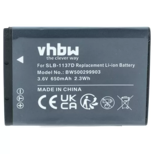 VHBW Akku Samsung SLB-1137d - 750 mAh 3,6 V Li-Ion