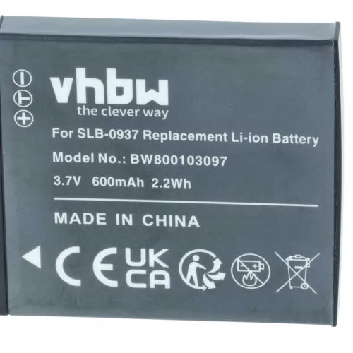 VHBW Battery SLB-0937 - 600 mAh 3.7 V Li-Ion