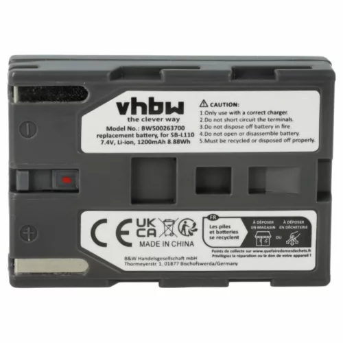 VHBW Videokamera Akkumulátor SB-L110, SB-L70R, SB-L70, SB-L70A, BB13-SS014 - 600 mAh 7,2 V Li-Ion