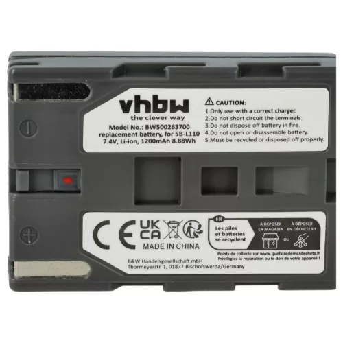VHBW Videokamera Akkumulátor SB-L110, SB-L70R, SB-L70, SB-L70A, BB13-SS014 - 600 mAh 7,2 V Li-Ion