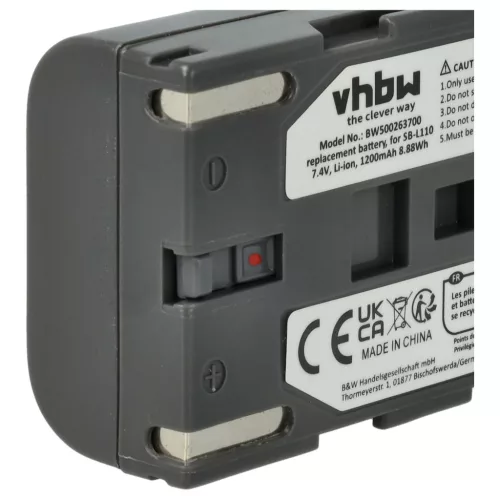 VHBW Videokamera Akkumulátor SB-L110, SB-L70R, SB-L70, SB-L70A, BB13-SS014 - 600 mAh 7,2 V Li-Ion