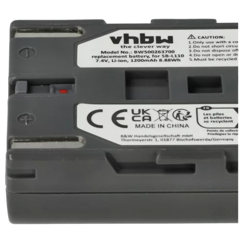 VHBW Videokamera Akkumulátor SB-L110, SB-L70R, SB-L70, SB-L70A, BB13-SS014 - 600 mAh 7,2 V Li-Ion