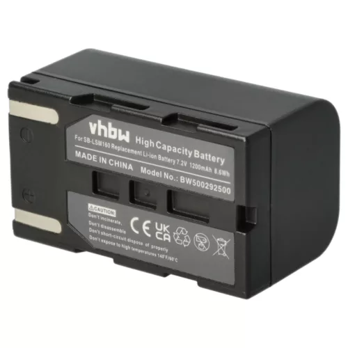 VHBW Videokamera Akkumulátor SB-LSM160, SB-LSM320, SB-LSM80 - 1200 mAh 7,2 V Li-Ion