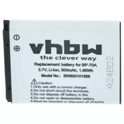 VHBW Battery Samsung EA-BP70A, SLB-70A, BP70a, BP-70a - 500 mAh 3.6 V Li-Ion