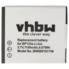 VHBW Video Camera Battery IA-BP125A, AD43-00197A, BP125A, IA-BP125 - 1100 mAh 3.6 V Li-Ion