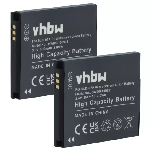VHBW Battery Samsung SLB-07A, SLB-07B - 550 mAh 3.6 V Li-Ion